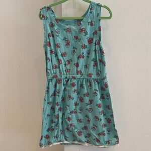 Harper canyon floral Tank Dress - Aqua with Pink Flowers